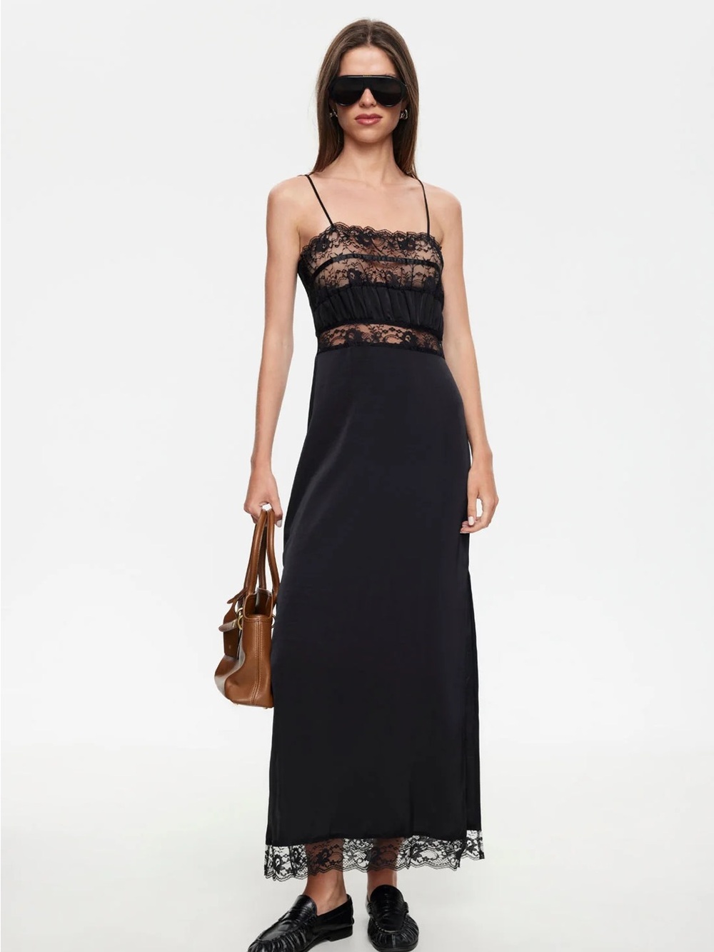 Lioness Black Lace-Detail Maxi Dress